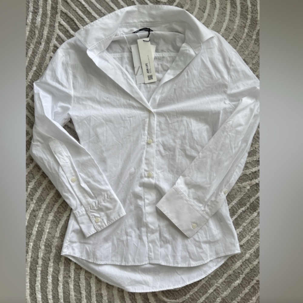 Zara white button down shirt